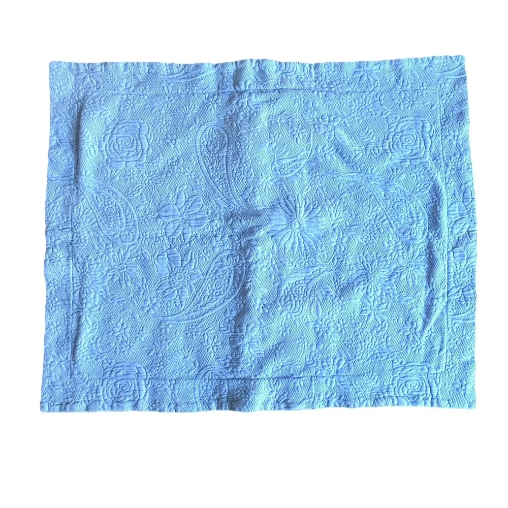 LL Bean Paisley Embroidered Standard Shams Blue 18